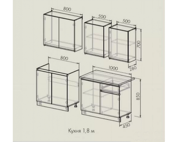 Кухня Стиль 1,8 м (Анкор светлый)