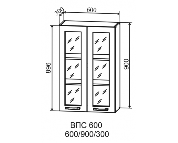 Гарда ВПС 600 шкаф верхний со стеклом высокий (Белый Эмалит/корпус Серый)